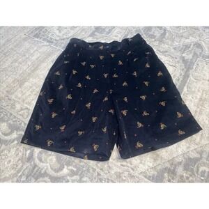 Vintage EP Pro Women Golf Shorts Sz 12 Pockets Pleated Black Corduroy‎ W/ Horns
